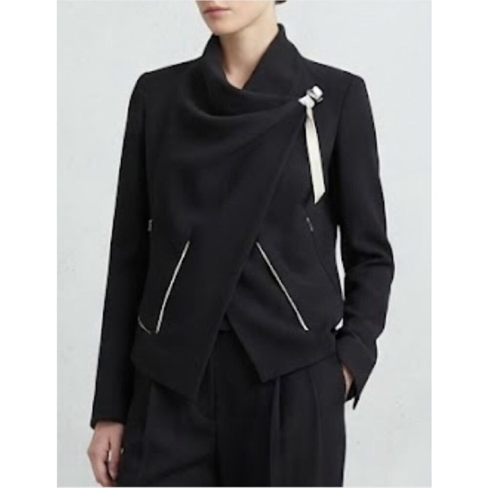 Helmut Lang Black Asymmetric Draped Zip Pockets Sz 6 Bondage Edgy Avant Garde